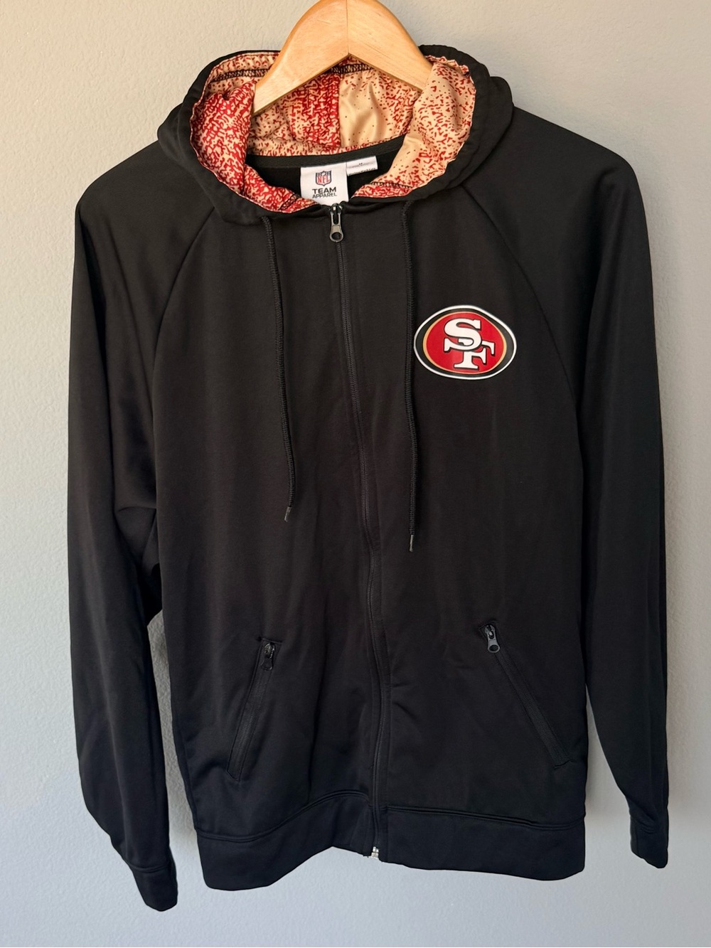 NFL Team Apparel SF 49ers Black Zip‑Up Hoodie • Men’s M • Full Zip